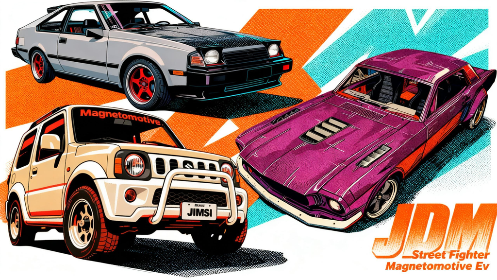 baseball style T shirt JDM 3 car street fighter